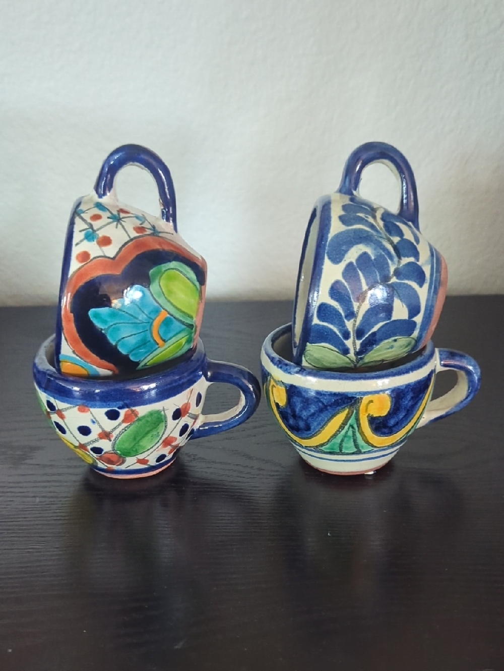 Authentic Mexican Pottery Set Of 4 Espresso Cups